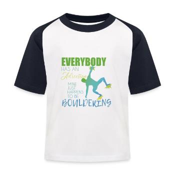 Bouldern - Kinder Baseball T-Shirt - Weiß/Navy - Vorne