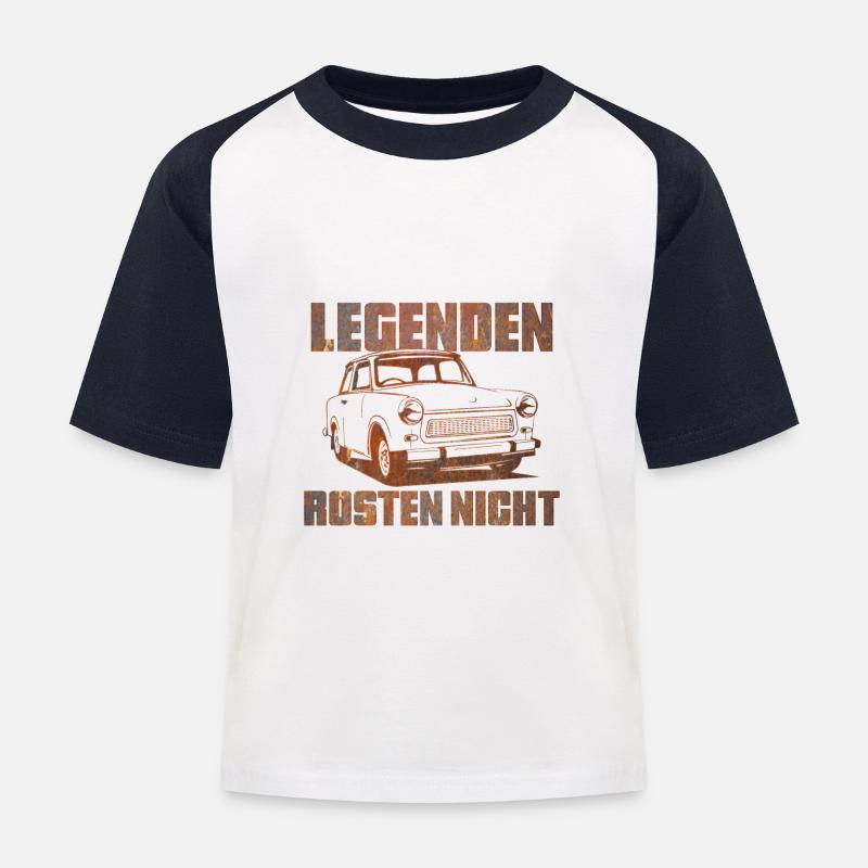 Trabi Trabbi Pappe DDR Auto - Kinder Baseball T-Shirt - Weiß/Navy