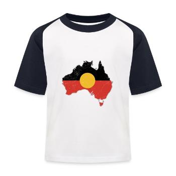 Aborigine-Flagge Australien Karte Geschenkidee - Kinder Baseball T-Shirt - Weiß/Navy - Vorne