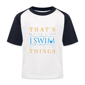 schwimmen tauchen bademeisterin spruch sport - Kinder Baseball T-Shirt - Weiß/Navy - Vorne