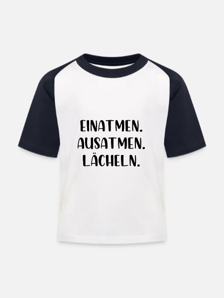 Einatmen Ausatmen Lächeln - Kinder Baseball T-Shirt - Weiß/Navy