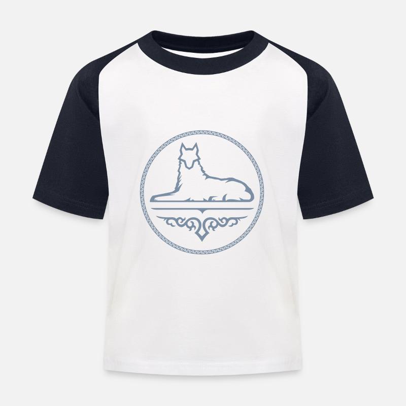 Transparenter Wolf von Ichkeria - Kinder Baseball T-Shirt - Weiß/Navy