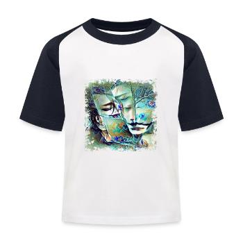 Toujours dormir l’amour - T-shirt baseball Enfant - blanc/marine - Devant