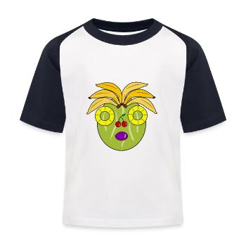 Fruits fous - T-shirt baseball Enfant - blanc/marine - Devant