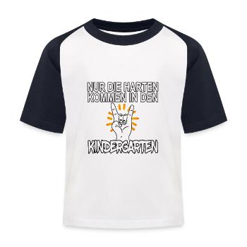 Harte Kindergärtner - Kinder Baseball T-Shirt - Weiß/Navy - Vorne