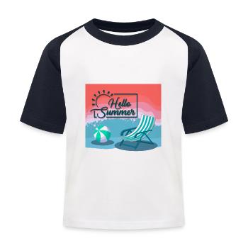 hello summer, bonjour l'été - T-shirt baseball Enfant - blanc/marine - Devant