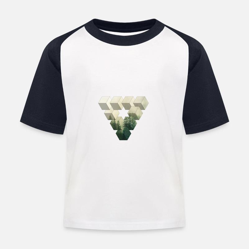 | de la nature de la forêt du Triangle Cadeau - T-shirt baseball Enfant - blanc/marine