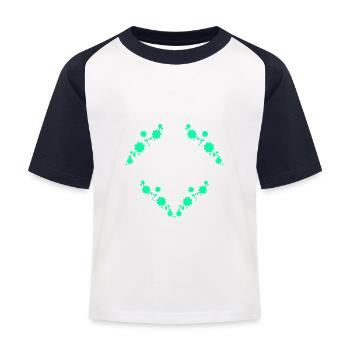 Rahmen Quadrat mit Blatt Verzierung - Kinder Baseball T-Shirt - Weiß/Navy - Vorne