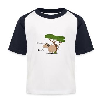 Fat horse scrubs its bottom - Kids' Baseball T-Shirt - white/navy - Front