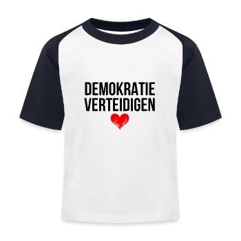 DEMOKRATIE VERTEIDIGEN - Kinder Baseball T-Shirt - Weiß/Navy - Vorne