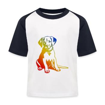 Beagle Hund Bunt - Kinder Baseball T-Shirt - Weiß/Navy - Vorne