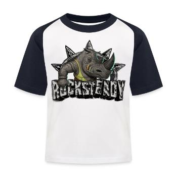 TMNT Mutant Mayhem With Rocksteady - Kids' Baseball T-Shirt - white/navy - Front