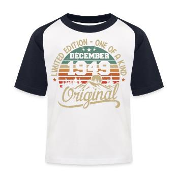 Original Cadeau Anniversaire 76 ans, Décembre 1949 - T-shirt baseball Enfant - blanc/marine - Devant