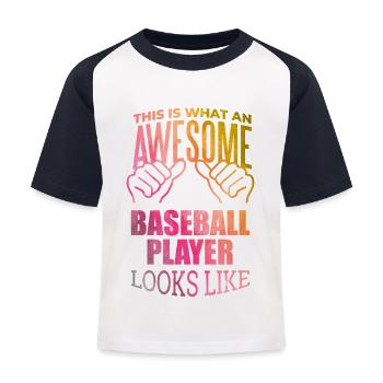 Baseball - Kinder Baseball T-Shirt - Weiß/Navy - Vorne