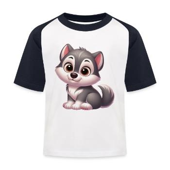 Wolf 13 - Kids' Baseball T-Shirt - white/navy - Front