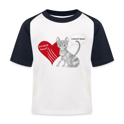 gatto con cuore graffiato - Maglietta da baseball per bambini