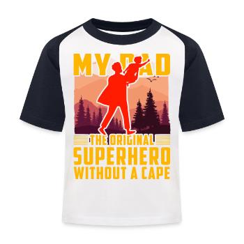 Mon père le super-héros original sans cape - T-shirt baseball Enfant - blanc/marine - Devant