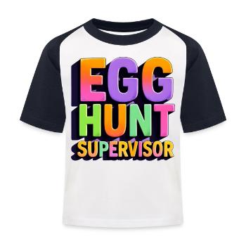 Superviseur de la chasse aux œufs - T-shirt baseball Enfant - blanc/marine - Devant
