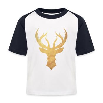 Hirsch or - bois de cerf - T-shirt baseball Enfant - blanc/marine - Devant