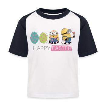 Minions Mit Ostereiern Frohe Ostern - Kinder Baseball T-Shirt - Weiß/Navy - Vorne