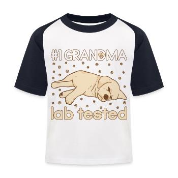 Grandma Lab Tested - Kids' Baseball T-Shirt - white/navy - Front