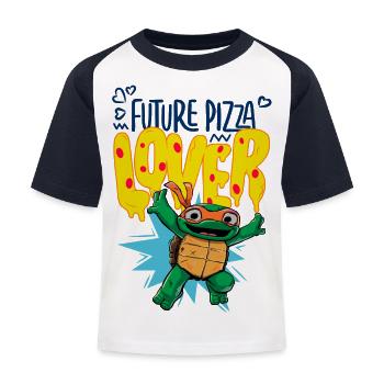 TMNT Mutant Mayhem Future Pizza Lover With Mikey - Kids' Baseball T-Shirt - white/navy - Front