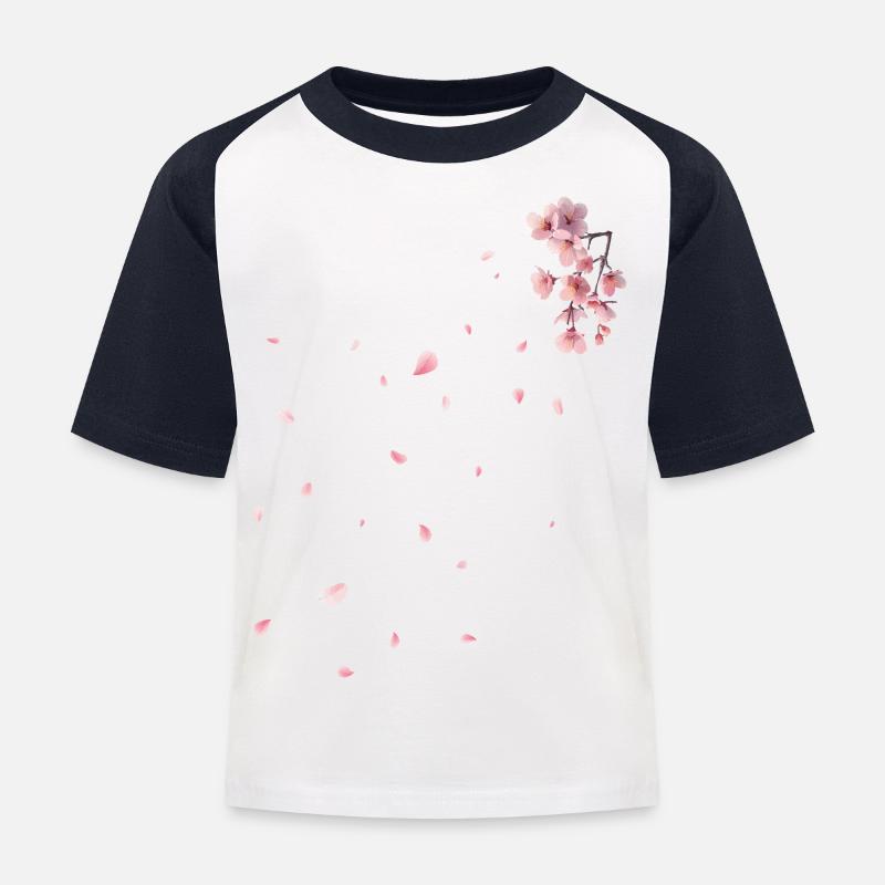 Sakura - Cherry Blossoms - Kids' Baseball T-Shirt - white/navy