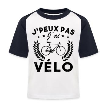 Ich kann kein Fahrrad haben - Kinder Baseball T-Shirt - Weiß/Navy - Vorne