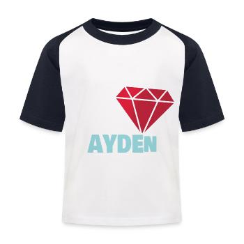 Edel Ayden - Kinder Baseball T-Shirt - Weiß/Navy - Vorne