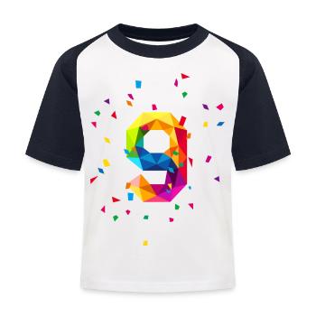 Geburtstag birthday 9 neun - Kinder Baseball T-Shirt - Weiß/Navy - Vorne