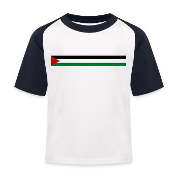 Drapeau de la Palestine - à travers - T-shirt baseball Enfant - blanc/marine - Devant