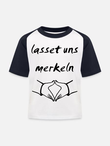 merkeln - Kinder Baseball T-Shirt - Weiß/Navy