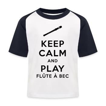 Keep calm and play flûte à bec - T-shirt baseball Enfant - blanc/marine - Devant