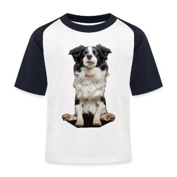 Border Collie - T-shirt baseball Enfant - blanc/marine - Devant