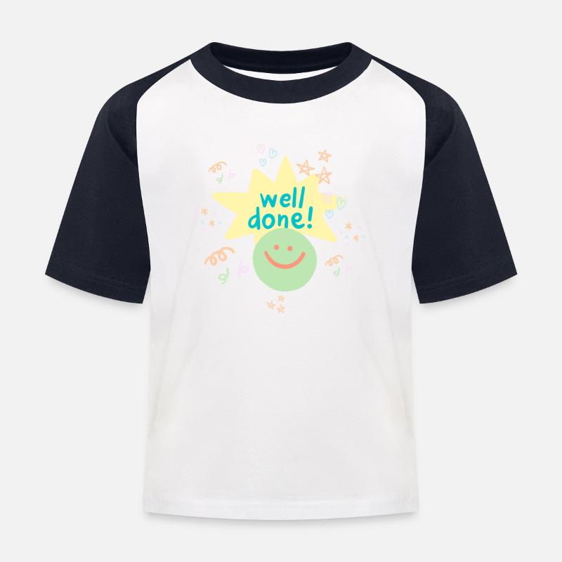 well done - Kinder Baseball T-Shirt - Weiß/Navy