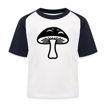 mushroom - Kids' Baseball T-Shirt - white/navy - Front