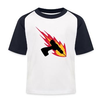 Cordless Drill On Fire - Kinder Baseball T-Shirt - Weiß/Navy - Vorne