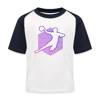 Handball Kinder Mädchen Handballer Damen Frauen - Kinder Baseball T-Shirt - Weiß/Navy - Vorne