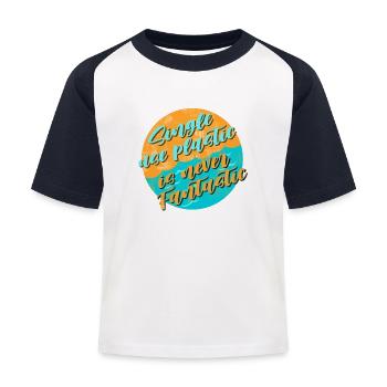 Évitez le plastique - T-shirt baseball Enfant - blanc/marine - Devant