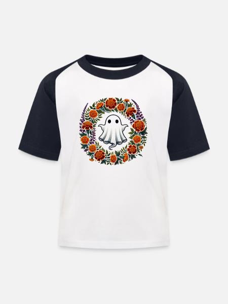 Geist - Kinder Baseball T-Shirt - Weiß/Navy