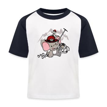 Les éléphants alpinistes tyroliens escaladent les Alpes à souris - T-shirt baseball Enfant - blanc/marine - Devant