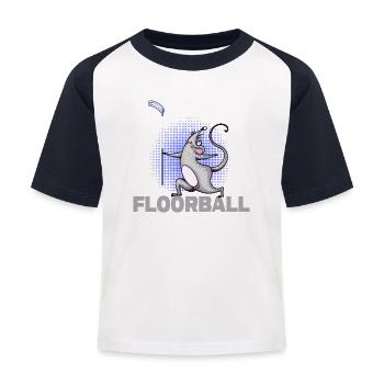 Unihockey Floorball Floorball-Maus Bandy - Kinder Baseball T-Shirt - Weiß/Navy - Vorne