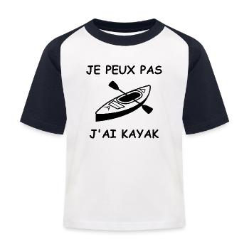 J'peux pas j'ai kayak - T-shirt baseball Enfant - blanc/marine - Devant