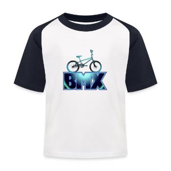 BMX Rad blau - Kinder Baseball T-Shirt - Weiß/Navy - Vorne