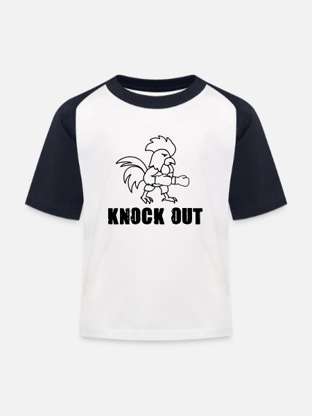 hahn boxer knock out comic - Kinder Baseball T-Shirt - Weiß/Navy