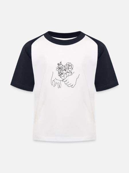 Hand in Hand - Kinder Baseball T-Shirt - Weiß/Navy