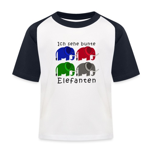 Ich sehe bunte ELEFANTEN - Kinder Baseball T-Shirt