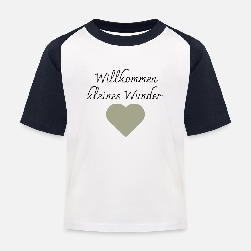 Willkommen kleines Wunder Aufdruck - Kinder Baseball T-Shirt - Weiß/Navy
