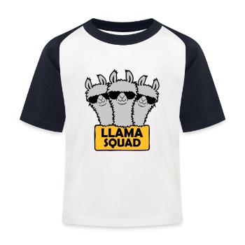 Conception de l’équipe Llama Squad - T-shirt baseball Enfant - blanc/marine - Devant