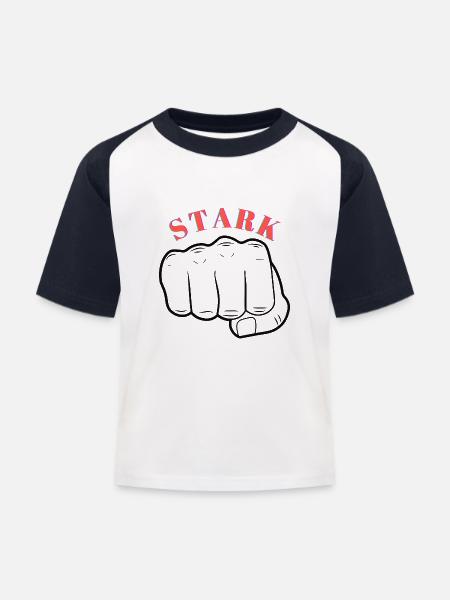 Starke Faust - Kinder Baseball T-Shirt - Weiß/Navy